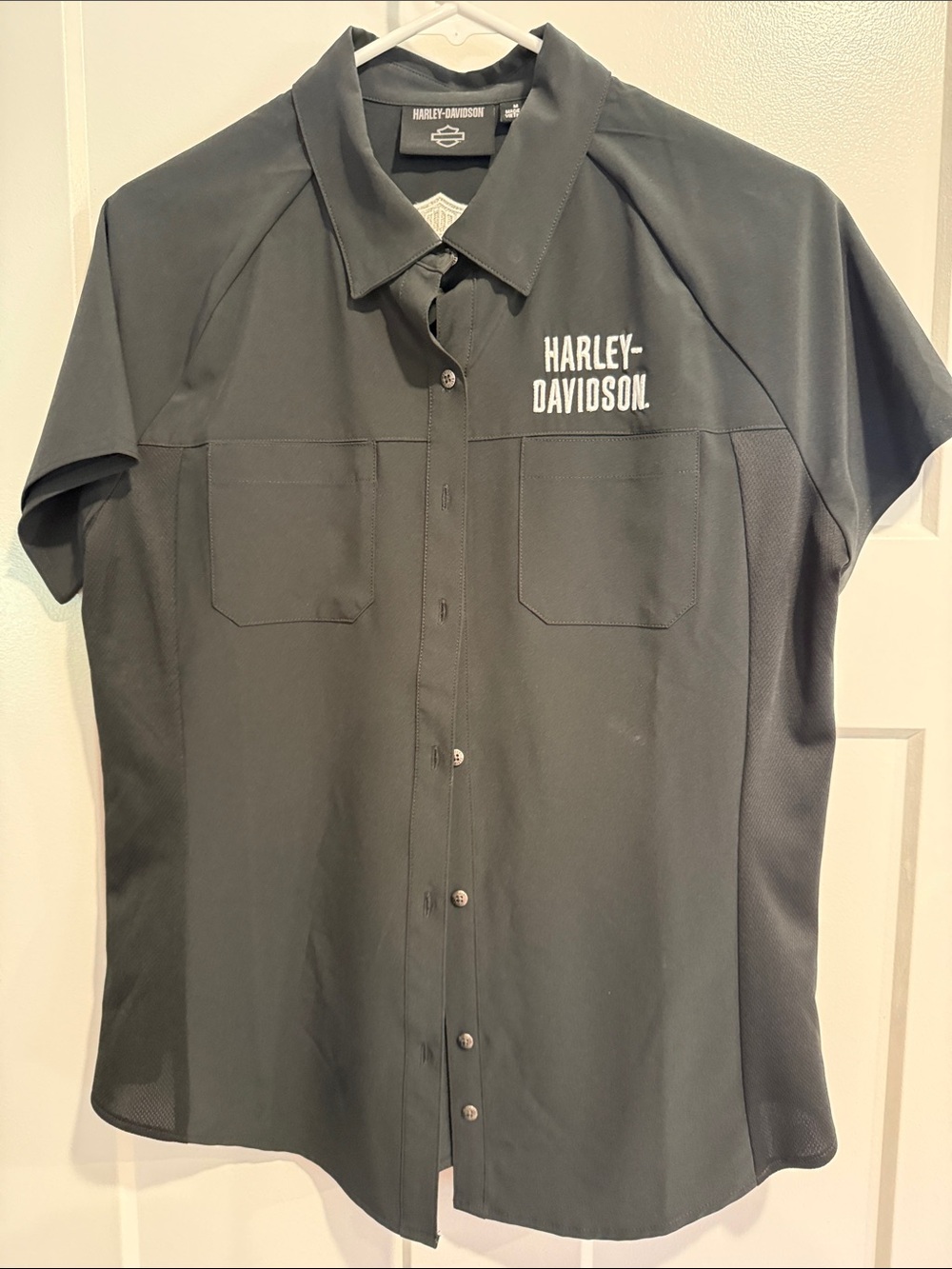 Harley-Davidson Men's Black Short-Sleeve Button-Up Work Shirt